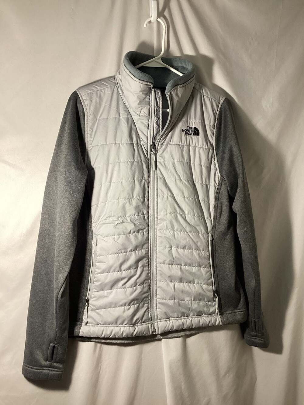 The North Face Thermoball Hybrid Jacket Size L Gray Quilted Fleece